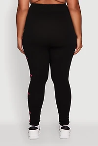 Womens Plus Size High Waisted Love Graphic Seamless Leggings, Black, Size 2X-3X