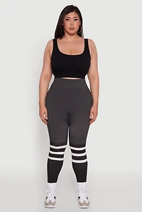 Plus Color Blocked Marled Stripe Detail Leggings