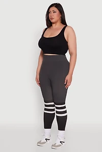 Plus Color Blocked Marled Stripe Detail Leggings