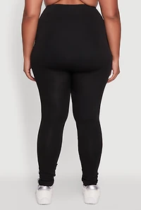 Womens Plus Size Seamless Lurex Side Stripe Leggings, Black, Size 2X-3X