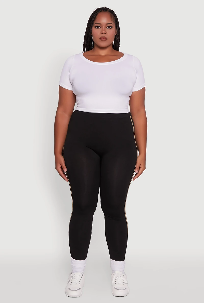 Plus Seamless Lurex Side Stripe Leggings