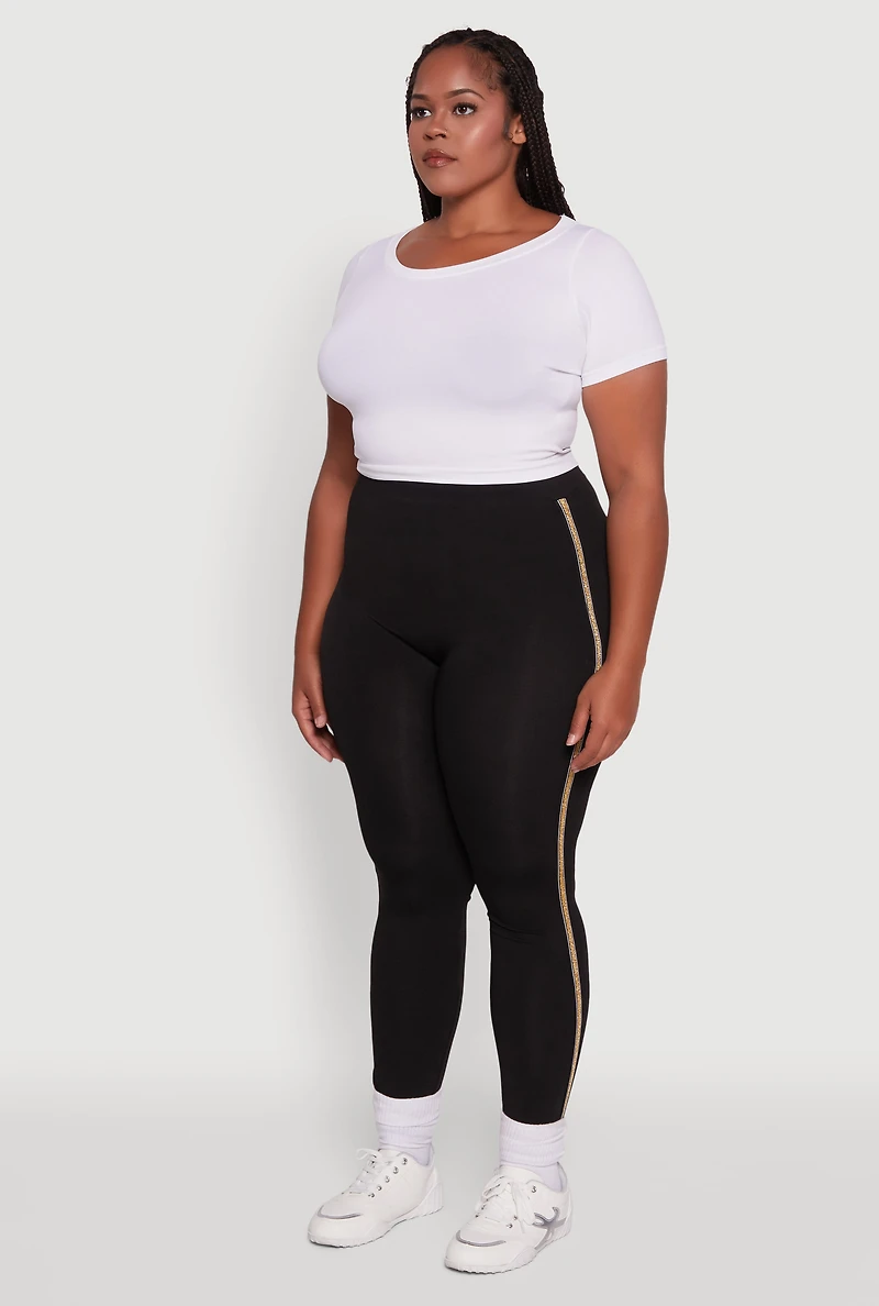 Plus Seamless Lurex Side Stripe Leggings