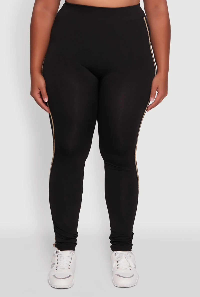 Plus Seamless Lurex Side Stripe Leggings