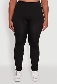Plus Seamless Lurex Side Stripe Leggings