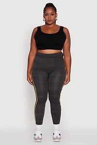 Womens Plus Size High Waisted Good Vibes Leggings, Grey, Size 2X-3X