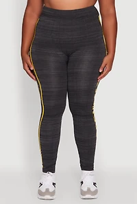 Womens Plus Size High Waisted Good Vibes Leggings, Grey, Size 2X-3X
