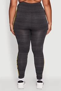 Womens Plus Size High Waisted Good Vibes Leggings, Grey, Size 2X-3X