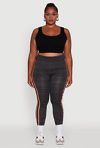 Womens Plus Size High Waisted Good Vibes Leggings, Grey, Size 2X-3X