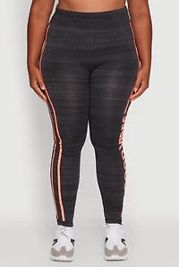 Womens Plus Size High Waisted Good Vibes Leggings, Grey, Size 2X-3X