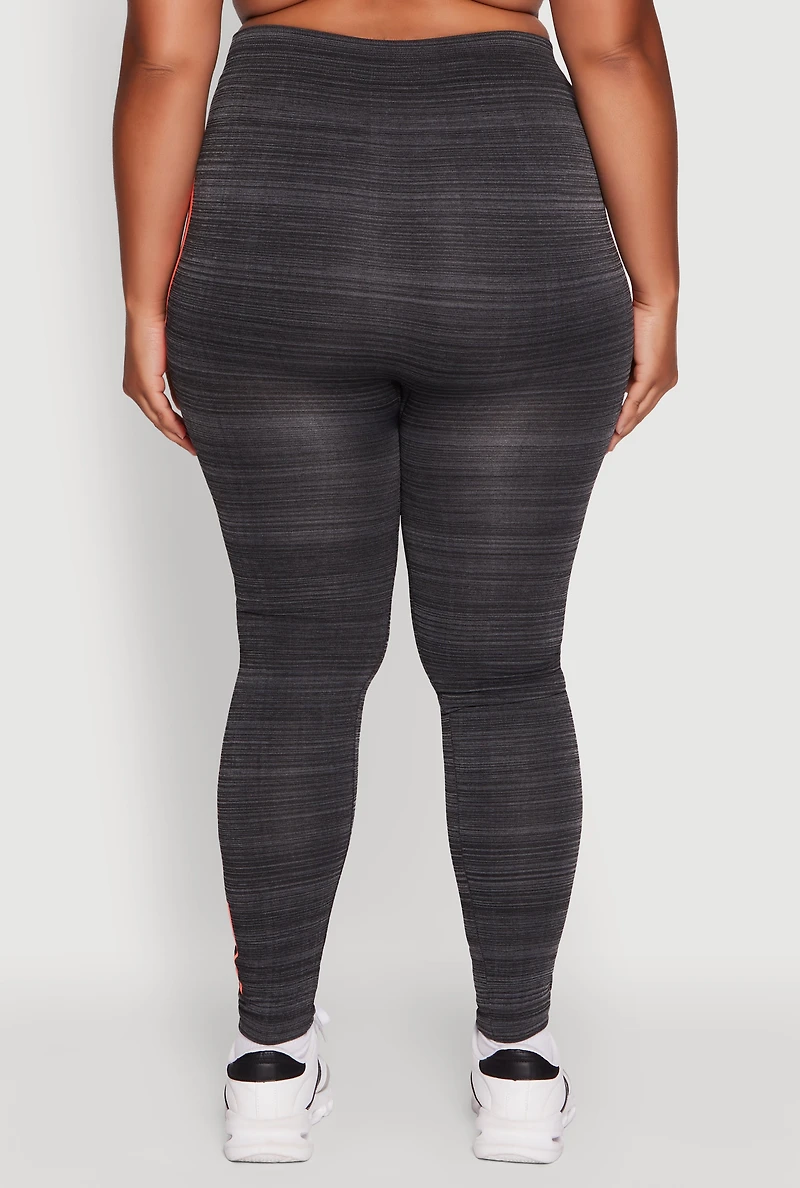 Womens Plus Size High Waisted Good Vibes Leggings, Grey, Size 2X-3X