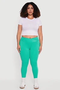 Plus Solid Leggings with Cell Phone Pocket