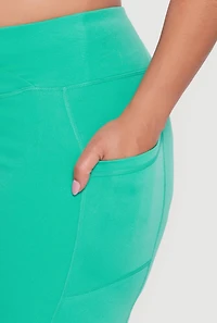 Plus Solid Leggings with Cell Phone Pocket