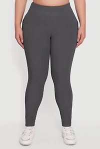 Plus Rib Knit Leggings with Cell Phone Pocket