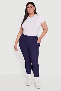 Plus Rib Knit Leggings with Cell Phone Pocket