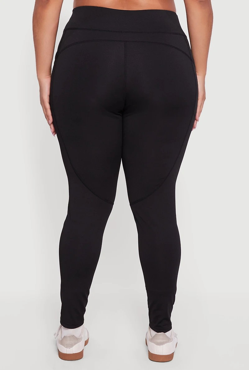 Plus High Waisted Leggings with Side Pockets
