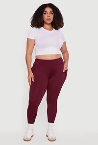 Plus High Waisted Leggings with Side Pockets
