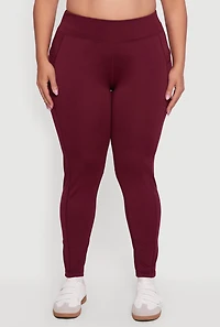 Plus High Waisted Leggings with Side Pockets