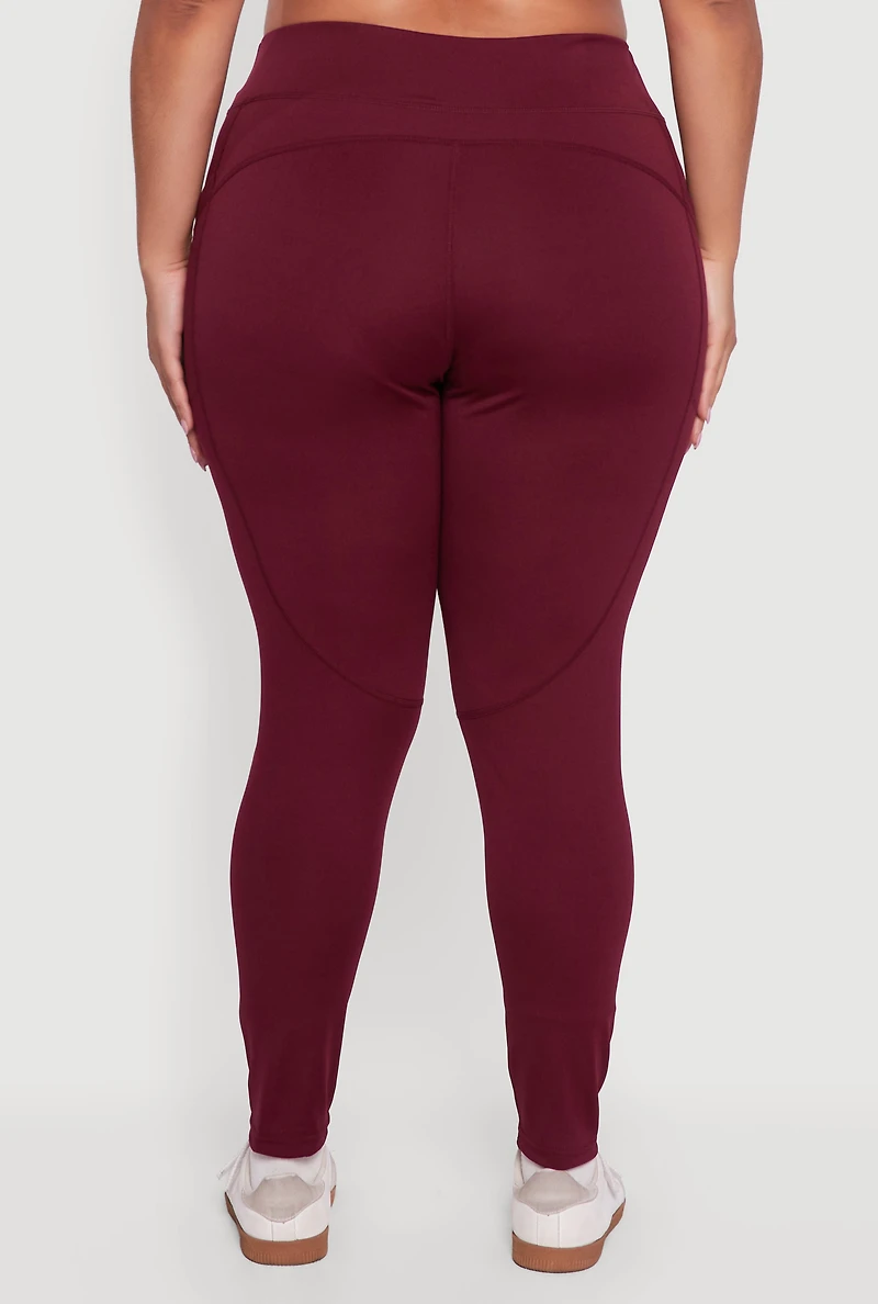 Plus High Waisted Leggings with Side Pockets