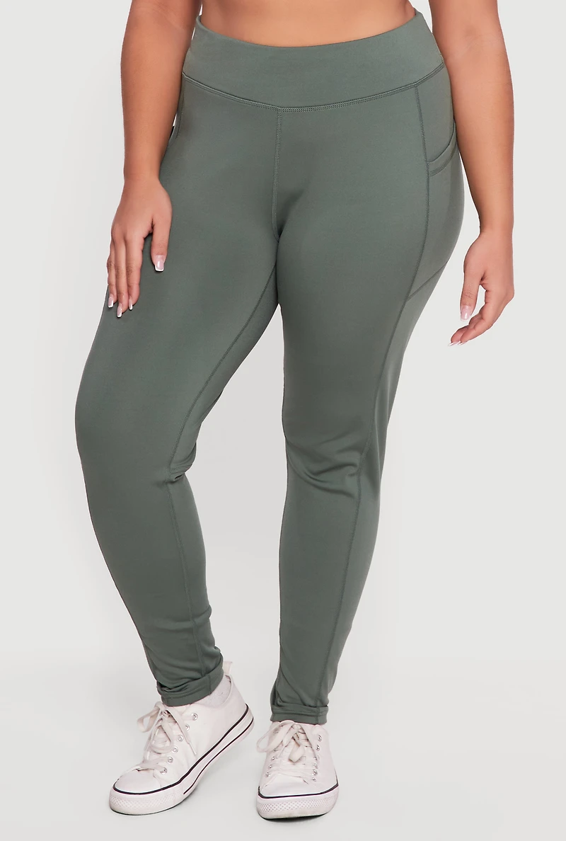 Plus Cell Phone Pocket High Waisted Leggings