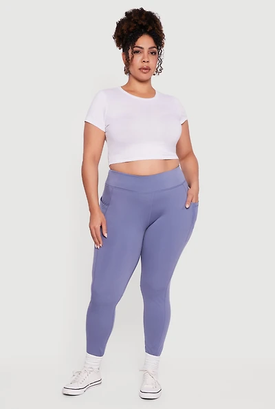 Plus Cell Phone Pocket High Waisted Leggings