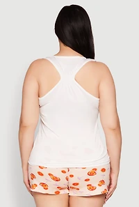 Womens Plus Size Aperol Spritz Pajama Tank Top and Shorts, White, Size 3X