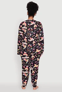 Womens Plus Size Be Loved Graphic Pajama Onesie, Multi, Size 3X