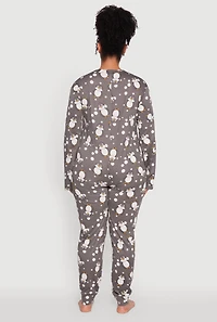 Womens Plus Size Penguin Print Pajama Onesie, Grey, Size 1X
