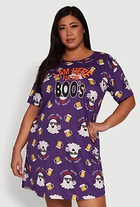Womens Plus I Am Here For The Boos Graphic Sleepshirt, Purple,