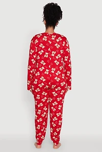 Womens Plus Size Teddy Bear Graphic Pajama Onesie, Red, Size 1X