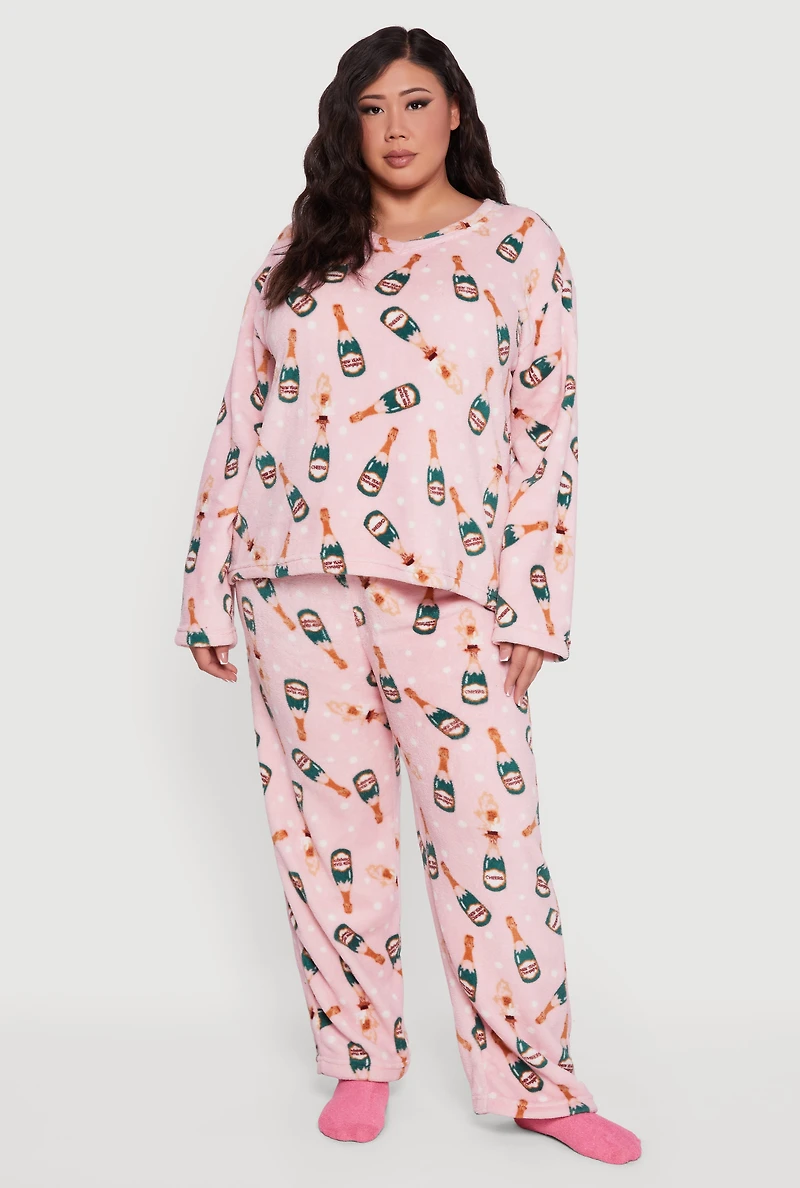 Plus Plush Champagne Polka Dot Pajama Gift Set
