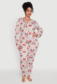 Plus Penguin Graphic Print Pajama Onesie