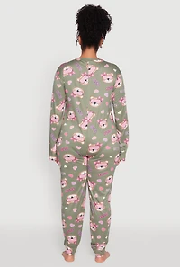 Womens Plus Dream Bear Graphic Print Pajama Onesie,