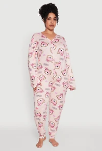 Plus Dream Bear Graphic Print Pajama Onesie