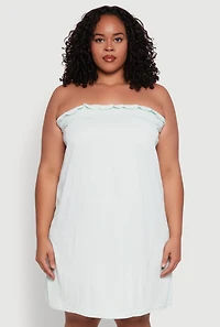 Plus Smocked Strapless Sleeveless Lingerie Pajama Nightgown