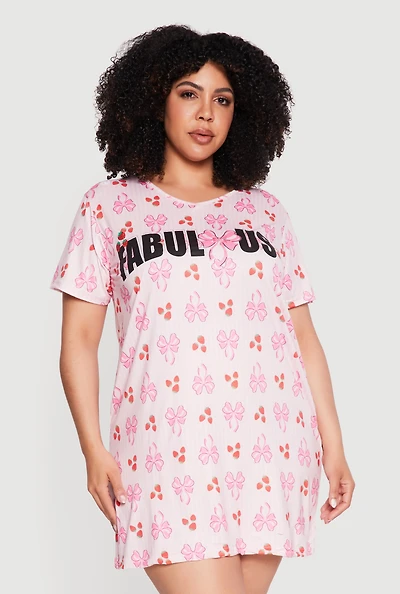 Plus Fabulous Bow Graphic Sleepshirt