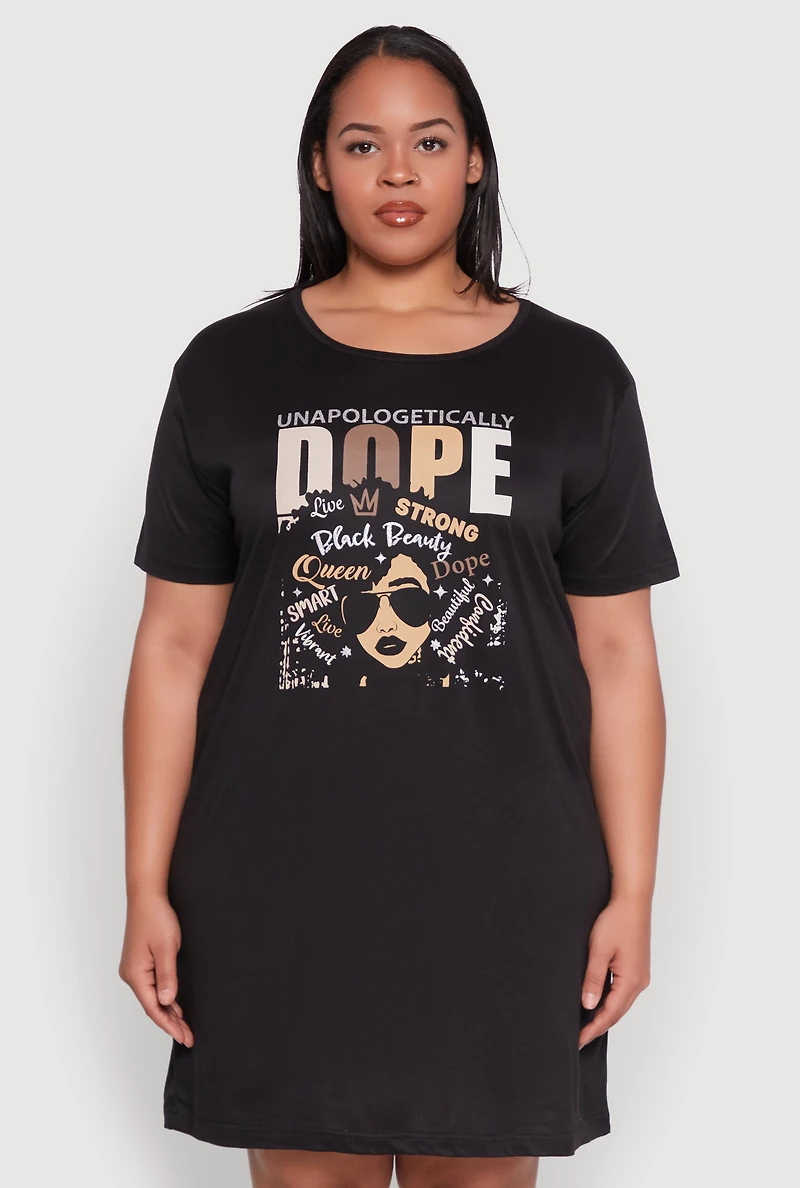 Womens Plus Juneteenth Graphic Sleepshirt,