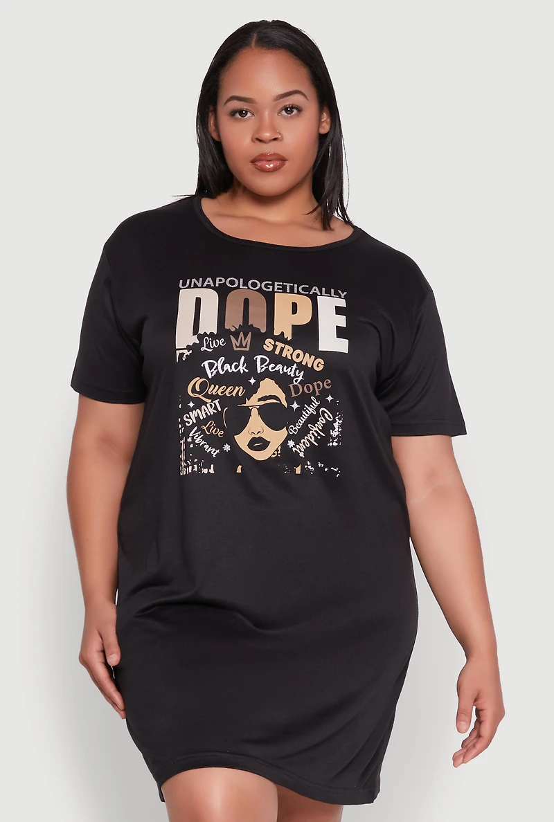 Womens Plus Size Juneteenth Graphic Sleepshirt, Black