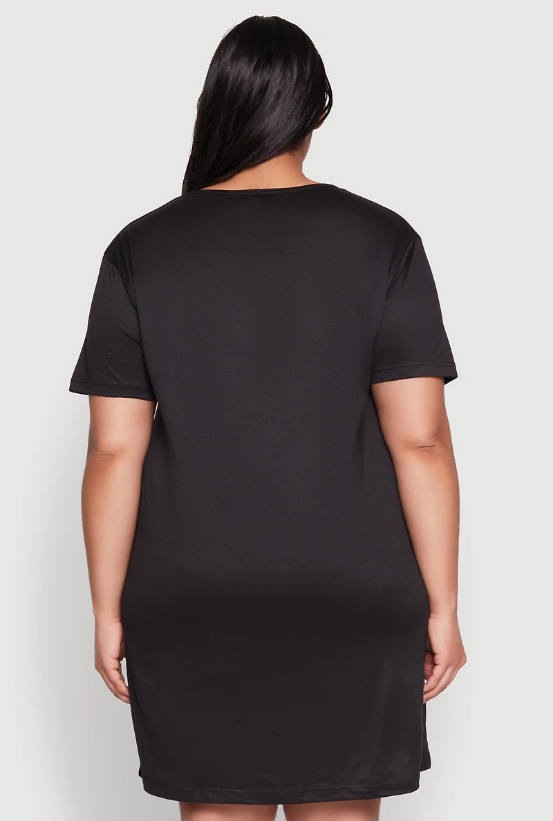 Womens Plus Size Juneteenth Graphic Sleepshirt, Black