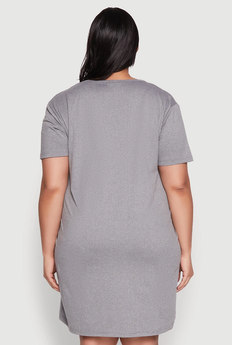 Womens Plus Size Juneteenth Graphic Sleepshirt, Grey