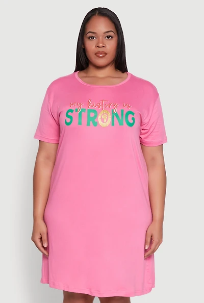Womens Plus Juneteenth Graphic Sleepshirt,