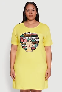 Womens Plus Size Juneteenth Graphic Sleepshirt, Yellow