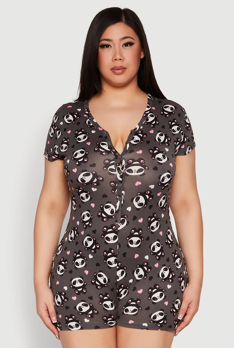 Plus Cute Panda Pajama Romper