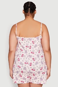Womens Plus Size Perfume Bottle Print Pajama Romper, Multi, Size 2X