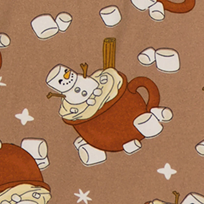 Plus Snowman Cocoa Print Pajama Top and Pants with Sleep Mask