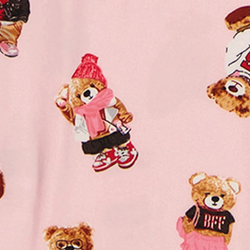 Plus Assorted Bear Graphic Pajama Top and Pants with Sleep Mask