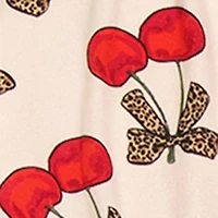 Plus Cherry Print Pajama Top and Pants with Sleep Mask