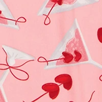 Plus Martini Graphic Pajama Top and Pants with Sleep Mask