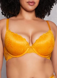 Plus Size Lace Caged Back Plunge Bra