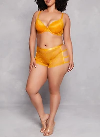 Plus Size Lace Caged Back Plunge Bra