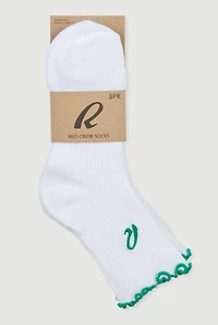 R Collection Lettuce Edge Mid-Crew Socks 3 Pack